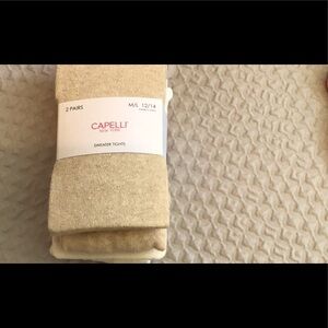 Girls two pack CHRISTMAS gold and white tights